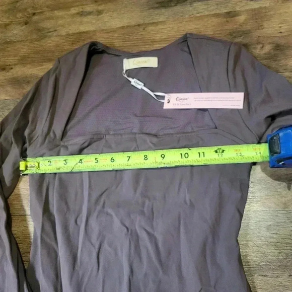 NWT Qinsen Dark Gray Square Neck Wide Leg Jumpsuit Size Medium - Picture 6 of 11